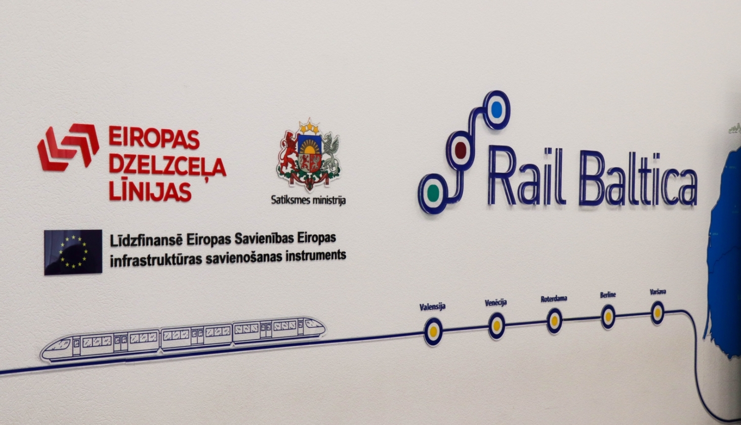 Rail Baltica grafisks atainojums ar maršrutu punktiem, ar kuriem tas varētu savienoties Eiropā