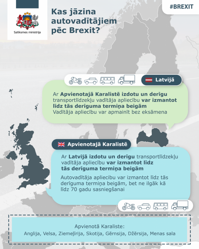 infografika par autovadītāja apliecībām pēc Brexit