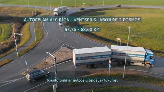 Autoceļa posma A10 Rīga - Ventspils likvidētais "melnais punkts" krustojumā Jelgava - Tukums.