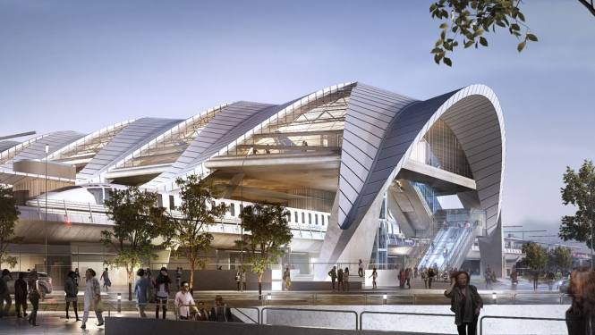 Rīgas Centrālās dzelzceļa stacijas vizualizācija, projektēta Rail Baltica projekta ietvaros