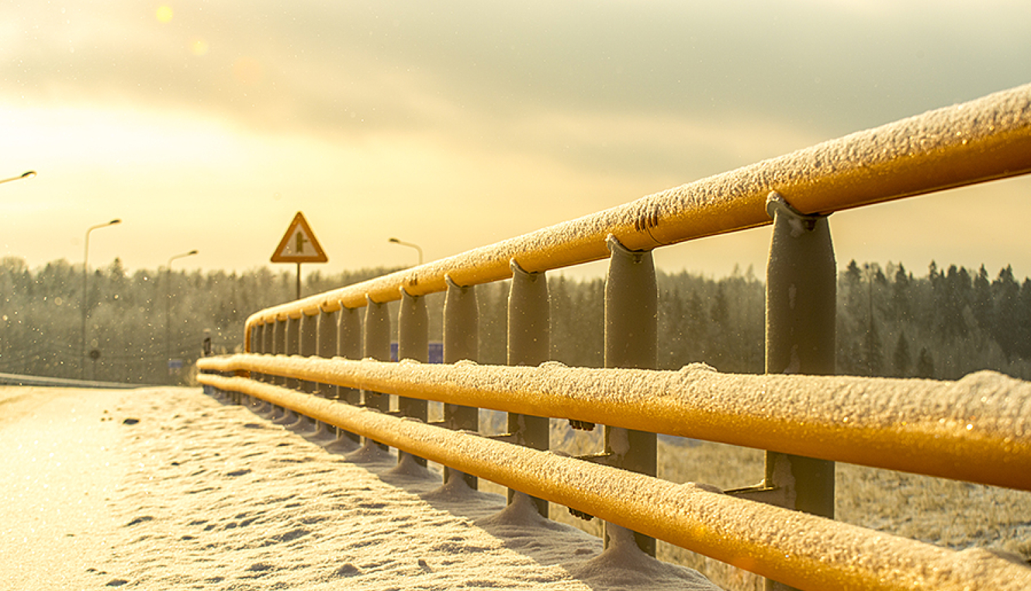 dzeltens ceļa iežogojums