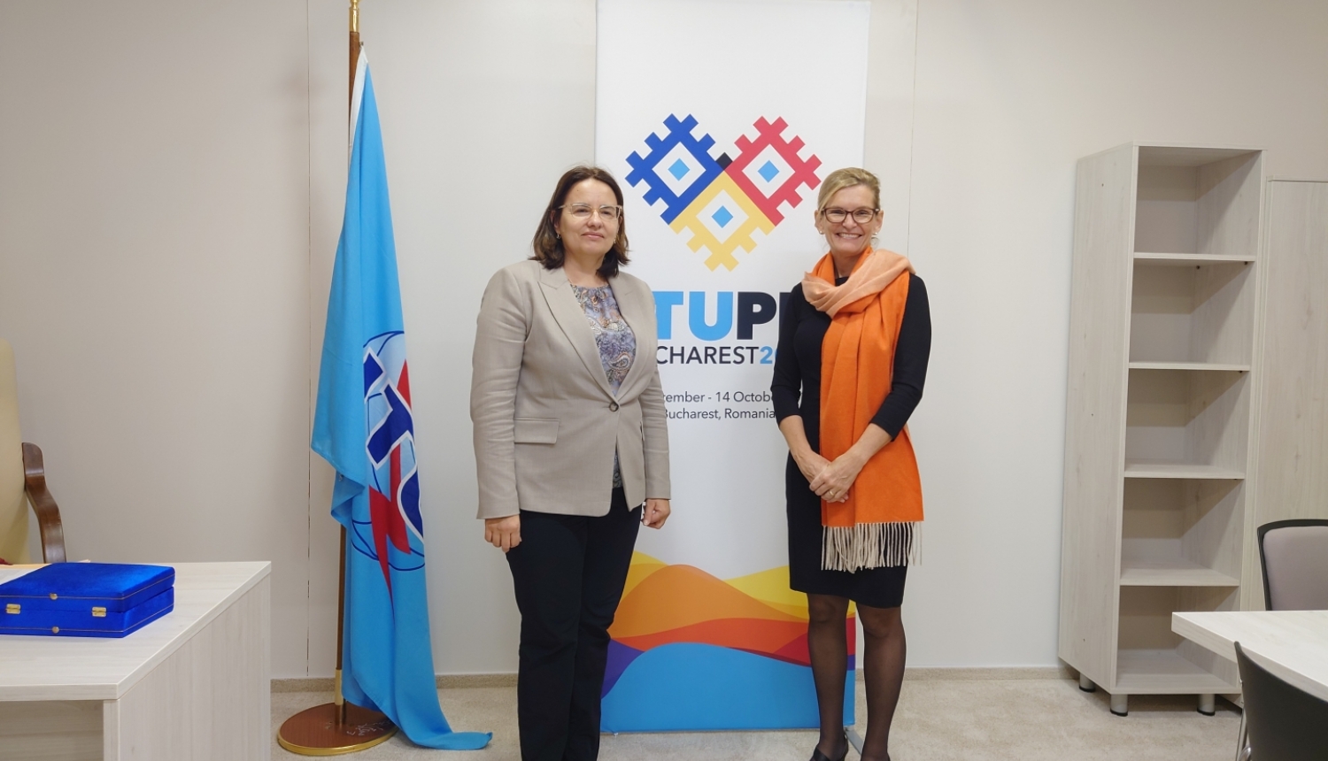 Satiksmes ministrijas valsts sekretāre Ilonda Stepanova un ITU ģenerālsekretāre Dorīna Bogdana Mārtina